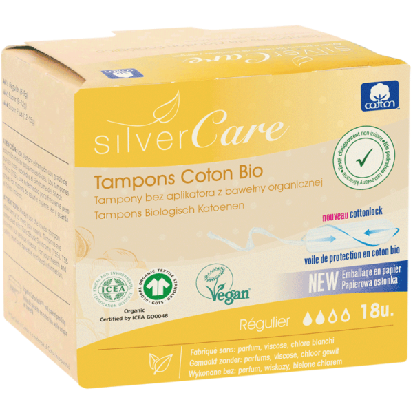 Tampon Normal Sans Applicateur En Coton Bio Silvercare