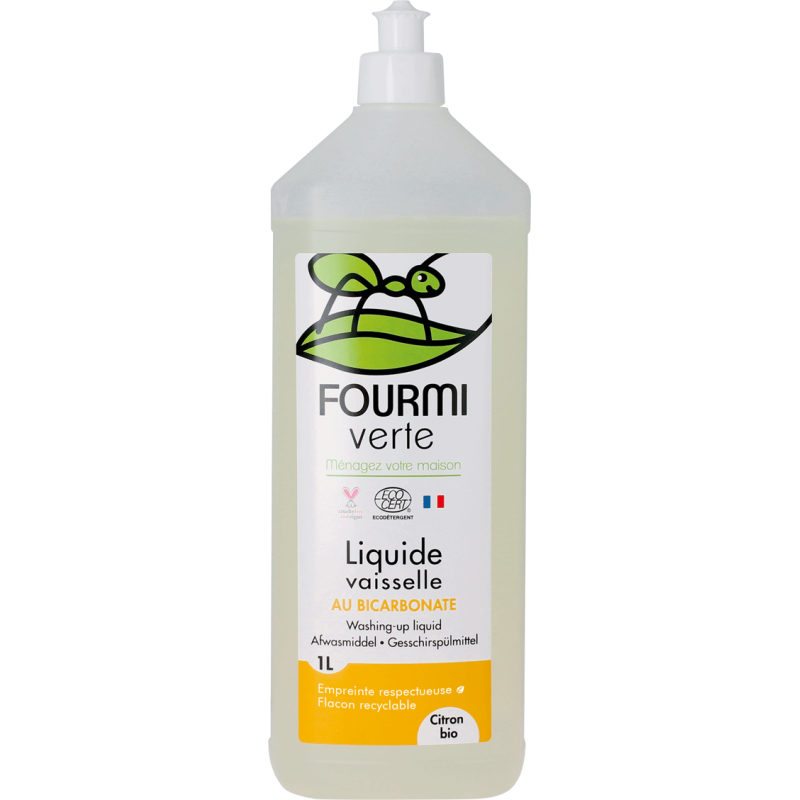 Liquide vaisselle bicarbonate et citron 1L - Fourmi verte
